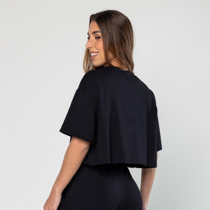 Cropped Oversized Frost Preto