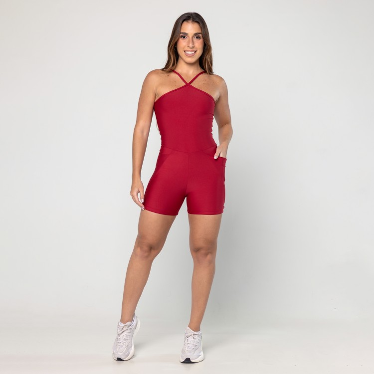 Macaquinho Lace Vermelho Bordô
