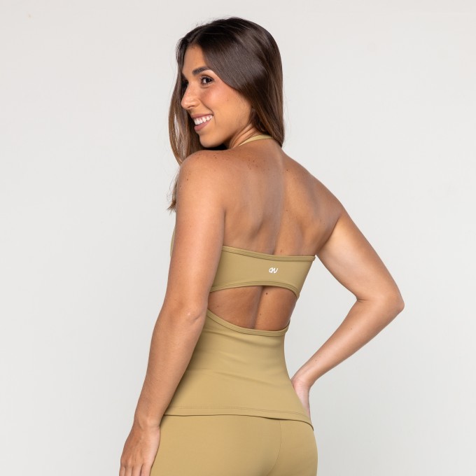 Blusa Frente Única Franzida Dusty Khaki