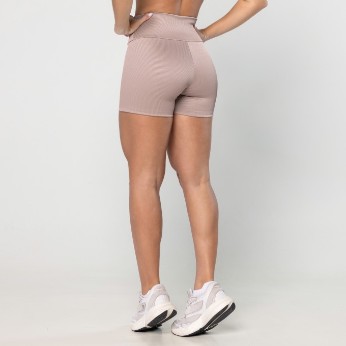 Short Canelado Shine Nude